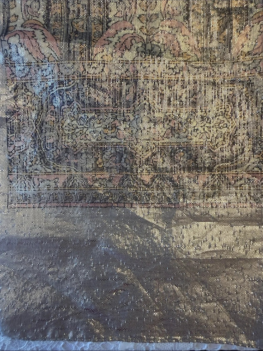 Vintage 80s Oscar de la Renta Metallic Paisley Scarf - Gold & Bronze
